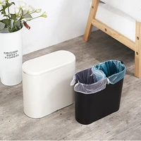 Bathroom Trash Can Bedroom Cover Plastic Luxury Narrow Trash Can Kitchen Double Copper Storage Bucket Cleaning Supplies AG50LJ