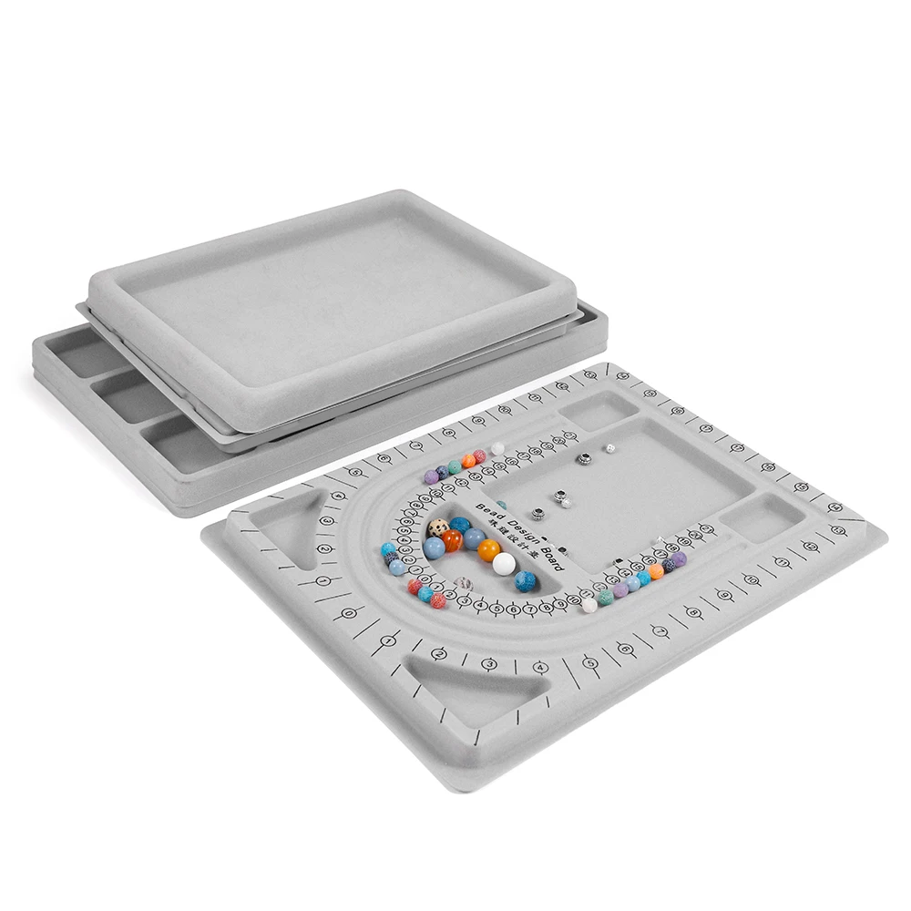 

1pcs Gray Flock Beads Tray Design Boards Kit Measurement Compartment Beads Beading Jewelry Making Craft Tools Accessories