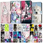 Детский чехол-кошелек с держателем для карт, чехол-книжка для Moto E7 Plus G9 Play G10 Power G20 G30, чехол-книжка для телефона с изображением цветов, кошек, бабочек