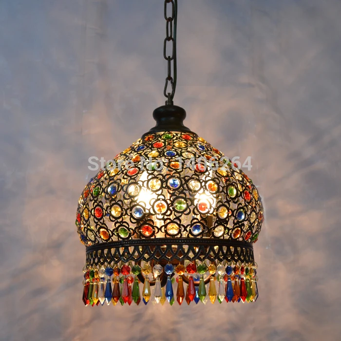 18 см Средиземноморский Железный цветной Хрустальный светодиодный потолочный