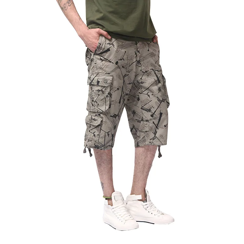 Мужские летние шорты карго повседневные хлопковые белые с карманами в стиле
