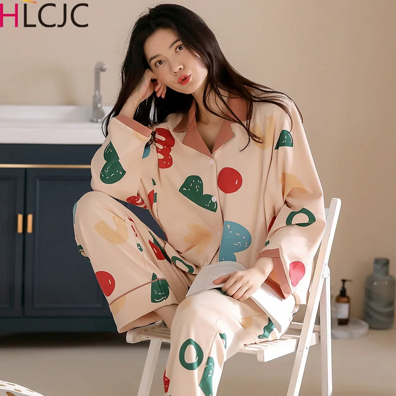 Пижамный комплект женский с длинным рукавом из 2020 хлопка|Комплекты пижам| |