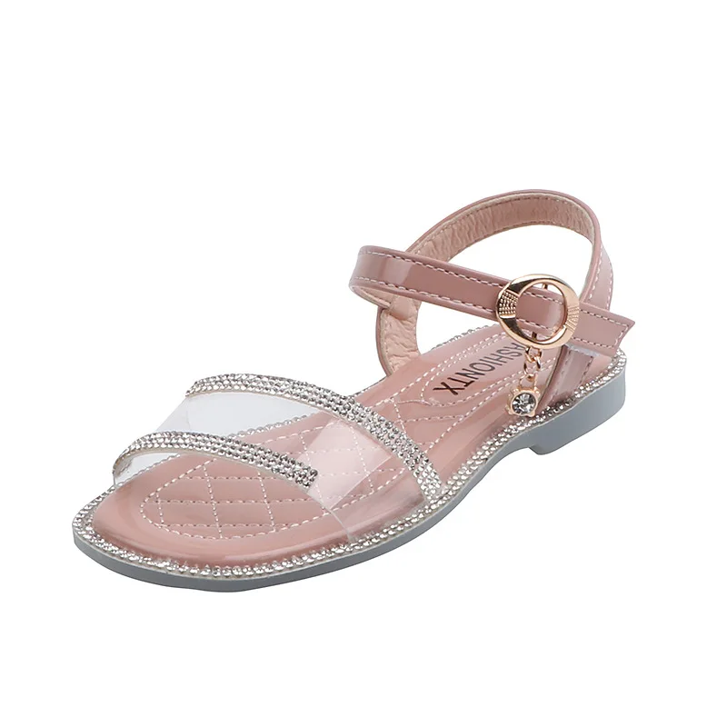 

2021 Princess Fashion Rhinestone Kids Flats Shoes Summer Girl Beach Sandals Children's Sports Sandals 3 4 5 6 7 8 9 10 11 12 Yea