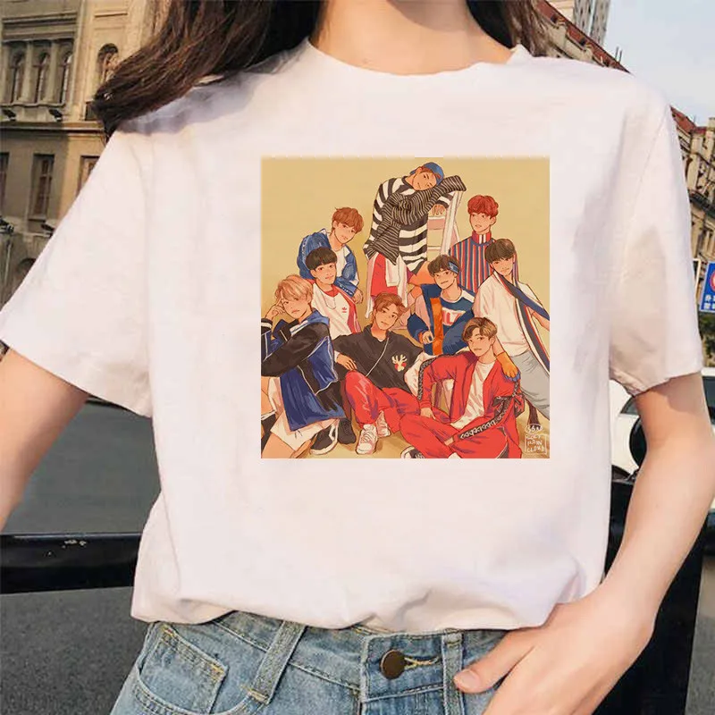 

Women T-shirt Kawaii Stray Kids Harajuku Korean Tshirt Top Tee Fashion Shirts Female T-shirt Tops Strike kids shirt Short Sleeve