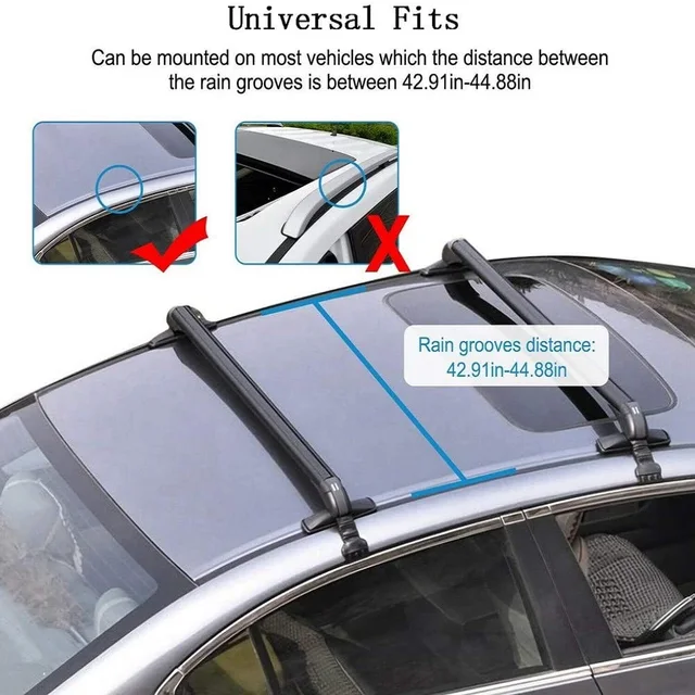 1 Pair Universal Vehicle Car Roof Mounting Rack Rail Bar Black Aluminum Luggage Carrier with Lock Top Car Rack 5