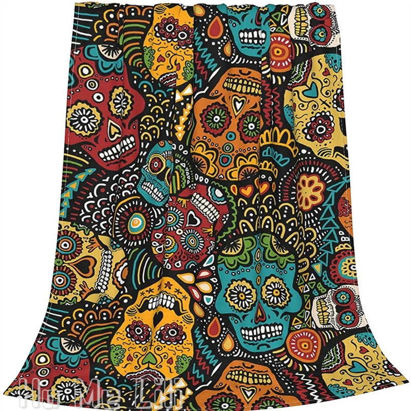 

Halloween Sugar Skull Soft Flannel Blanket By Ho Me Lili Plush For Couch Bed Sofa Cozy Lightweight Microfiber All Season