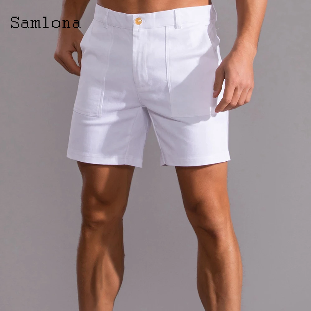 

Samlona Plus Size Men Leisure Shorts Beachwear Men Straight 2021 Summer Casual All-match Classic Short Bottom Masculinas 4XL
