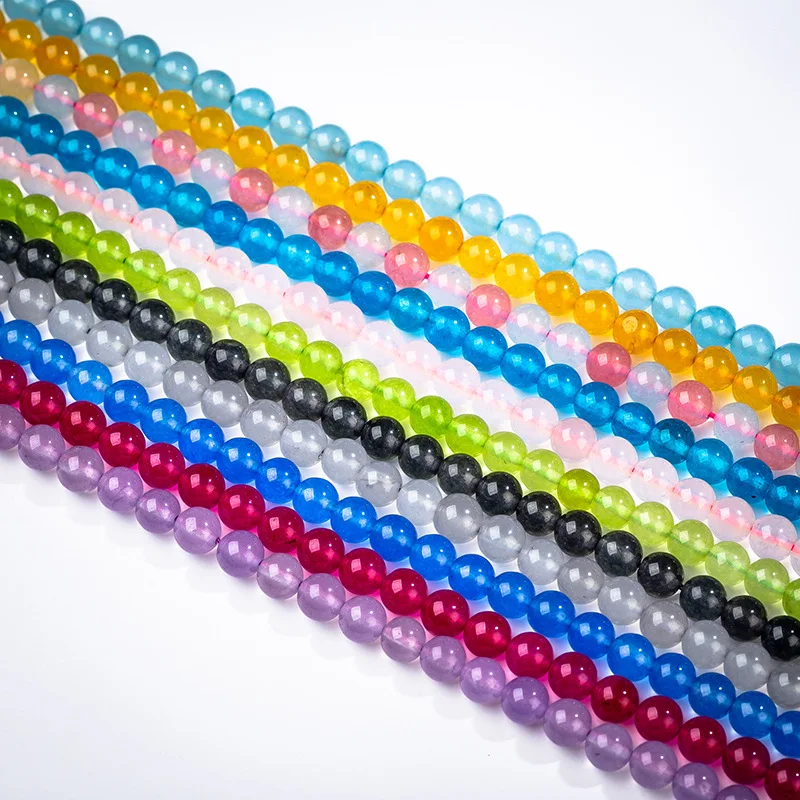 8mm Natural Stone Colorful Transparent Chalcedony Beads Semi-finished Jewelry Making Necklace New DIY Bracelet Accessories 39cm | Украшения