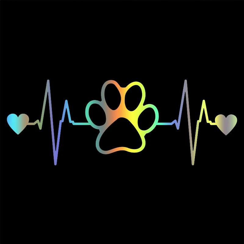 

S51090 Various Sizes/Colors Car Stickers Vinyl Decal Dog Paw Heartbeat Motorcycle Decorative Accessories Waterproof