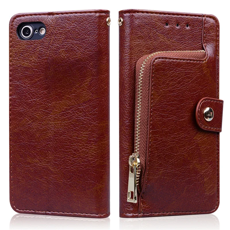 Однотонный кожаный чехол-кошелек для iPhone 6 6S откидной Чехол с отделением карт