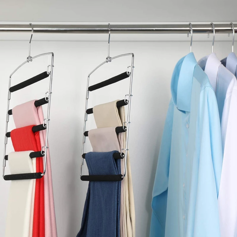 Вешалка для брюк 5 Слои металла Non Slip заполненные пеной с поворотным механизмом