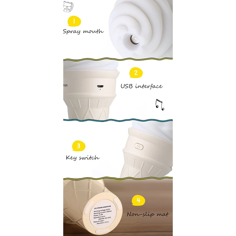 

Ice Cream USB Mini Colorful Night Light Air Humidifier Household Appliances Atomizer