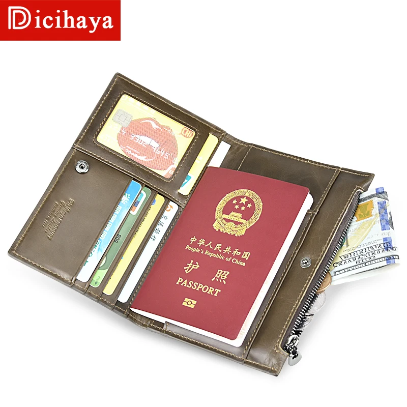Винтажный Мужской кошелек DICIHAYA из натуральной кожи футляр для паспорта