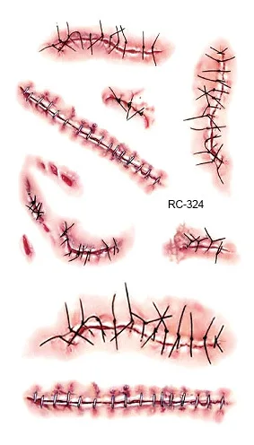 На Хэллоуин-вечеринку страшный Маска Костюм татуировки черепа тыквы паук шрам