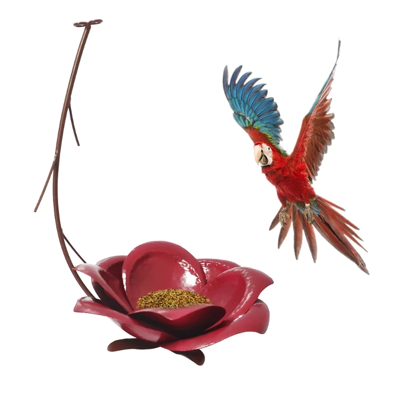 

F62A дикий кормушка для птиц с цветочным узором и металлическими элементами на открытом воздухе поилки для Колибри висит чаша для хранения пи...