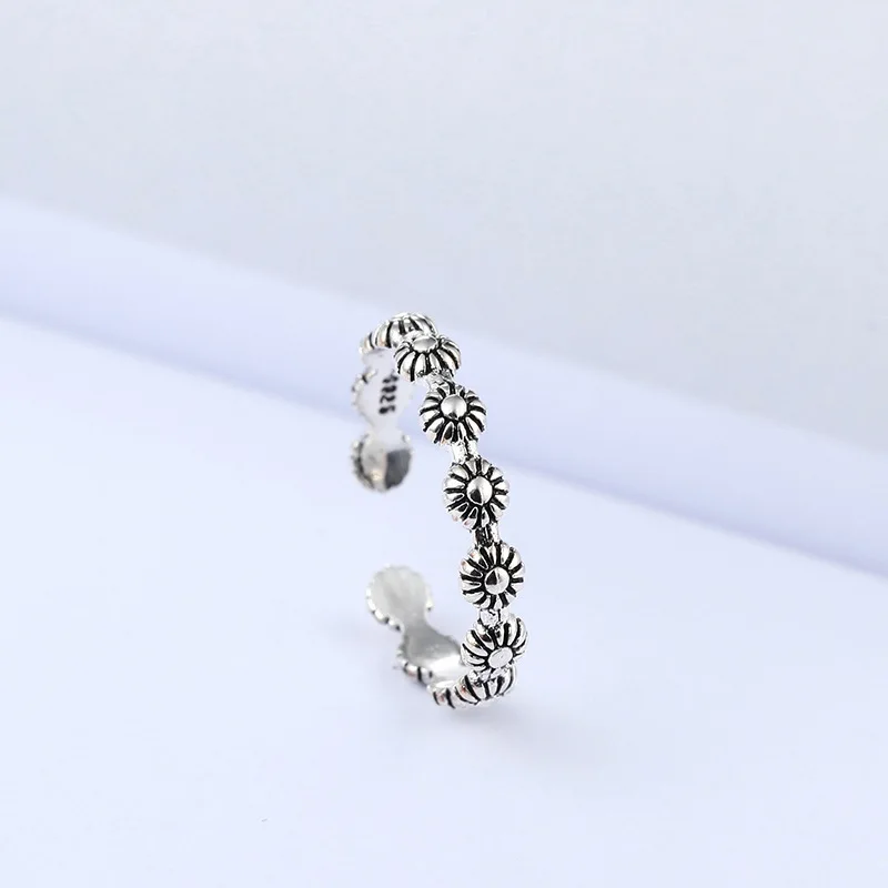 Модные серебряные кольца в стиле ретро с цветами для женщин свадебные украшения