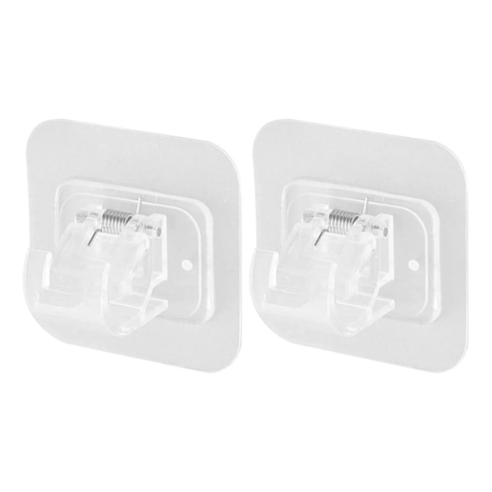 

2 Self Adhesive Transparent Brackets For Curtain Hanging Rod Towel Bar Hook Stick Type Shower Curtain Bar Hanging Clip