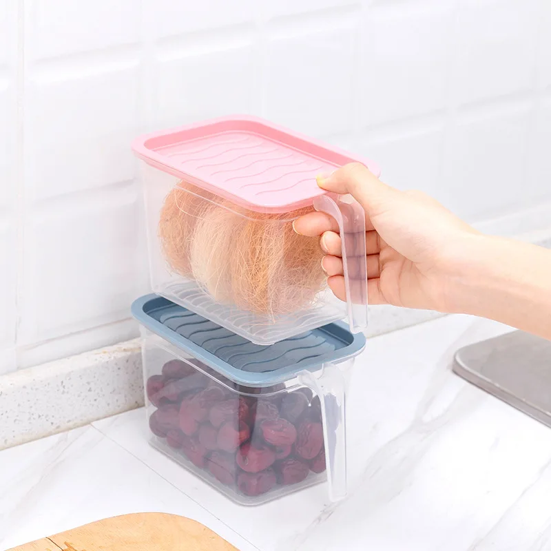 

Kitchen Refrigerator Food Container Transparent Storage Box With Handle Keeping Egg Fish Fruit Fresh Fridge Organizer Container