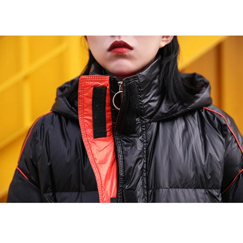 Зимняя куртка женская стеганая длинная 2019 яркая хлопковая Парка плюс размер