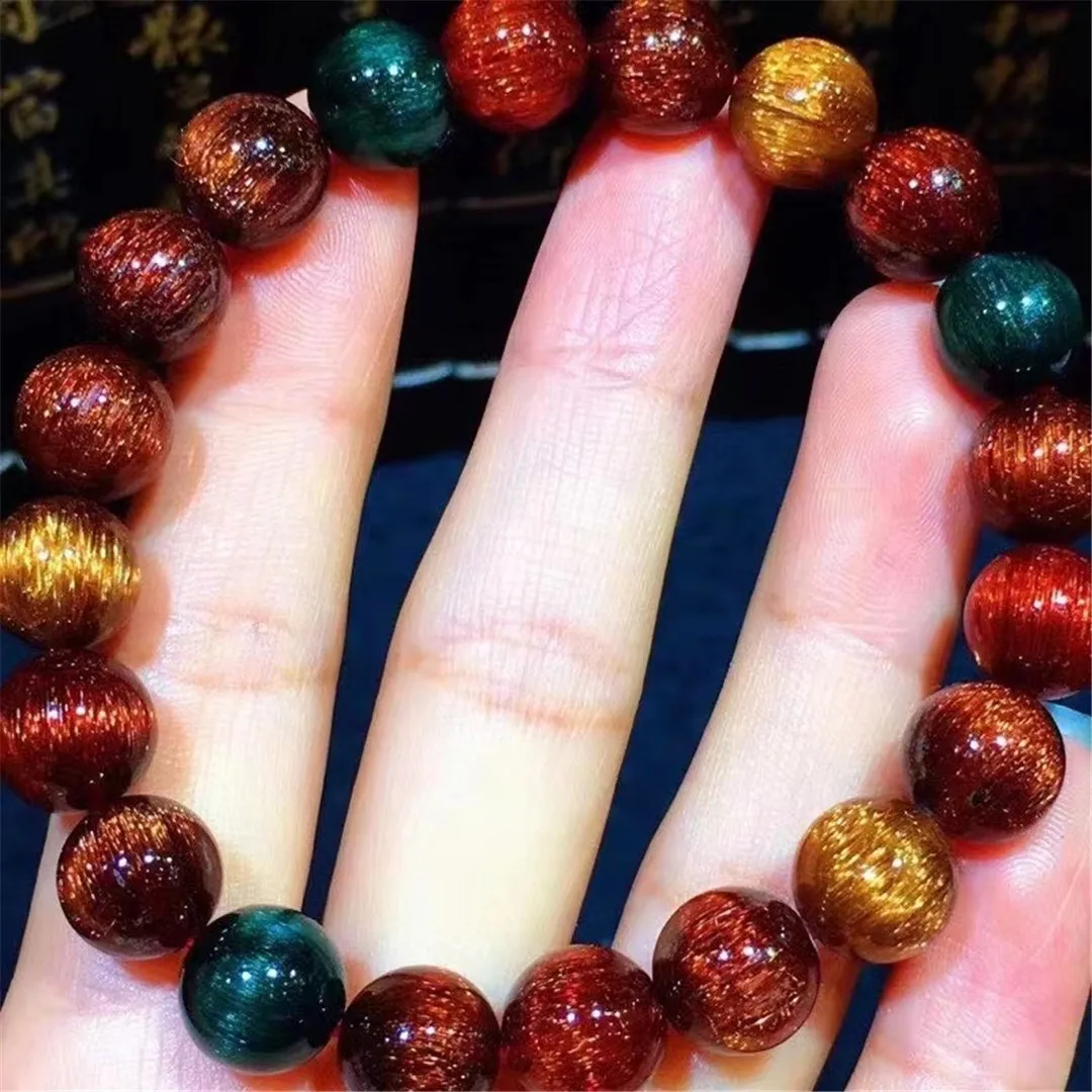 

10mm Natural Copper Rutilated Quartz Bracelet For Woman Lady Man Healing Love Gift Crystal Round Beads Gemstone Strands AAAAA