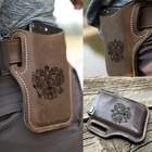 Мужской кожаный чехол-кобура для телефона с русским двуглавым орлом