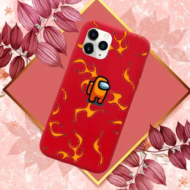 

Hot game Among us Phone Case Red Color for iPhone 11 12 Mini Pro MAX