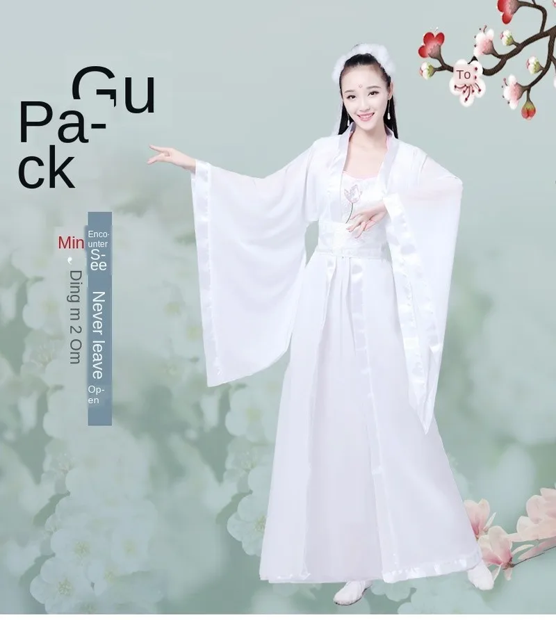 

Hanfu Chinese Sexy Dance Dress White Costumes Tang Ancient Clothing Fairy Costume Gorgeous Princess Costume Chinese Folk Da