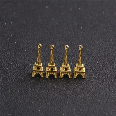 Gold 18 шт./лот 8*23 мм Золотой металлический сплав 3D Мини Эйфелева подвески в виде башни Подвески Ювелирных изделий - Окраска металла: Gold