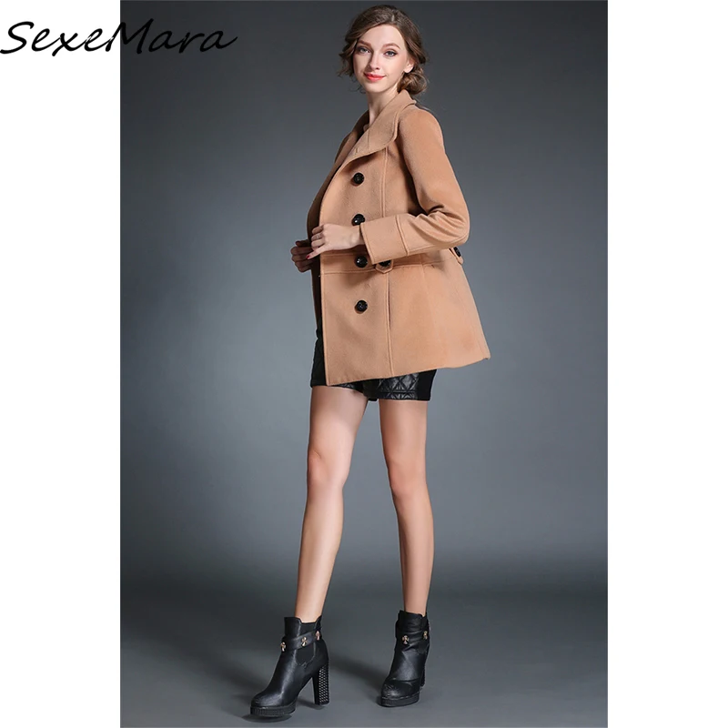 

2019 Korean Fashion Plus Size Thick Woolen Blazer Women Designer Runway 2019 Trench Cashmere Coat for Ladies