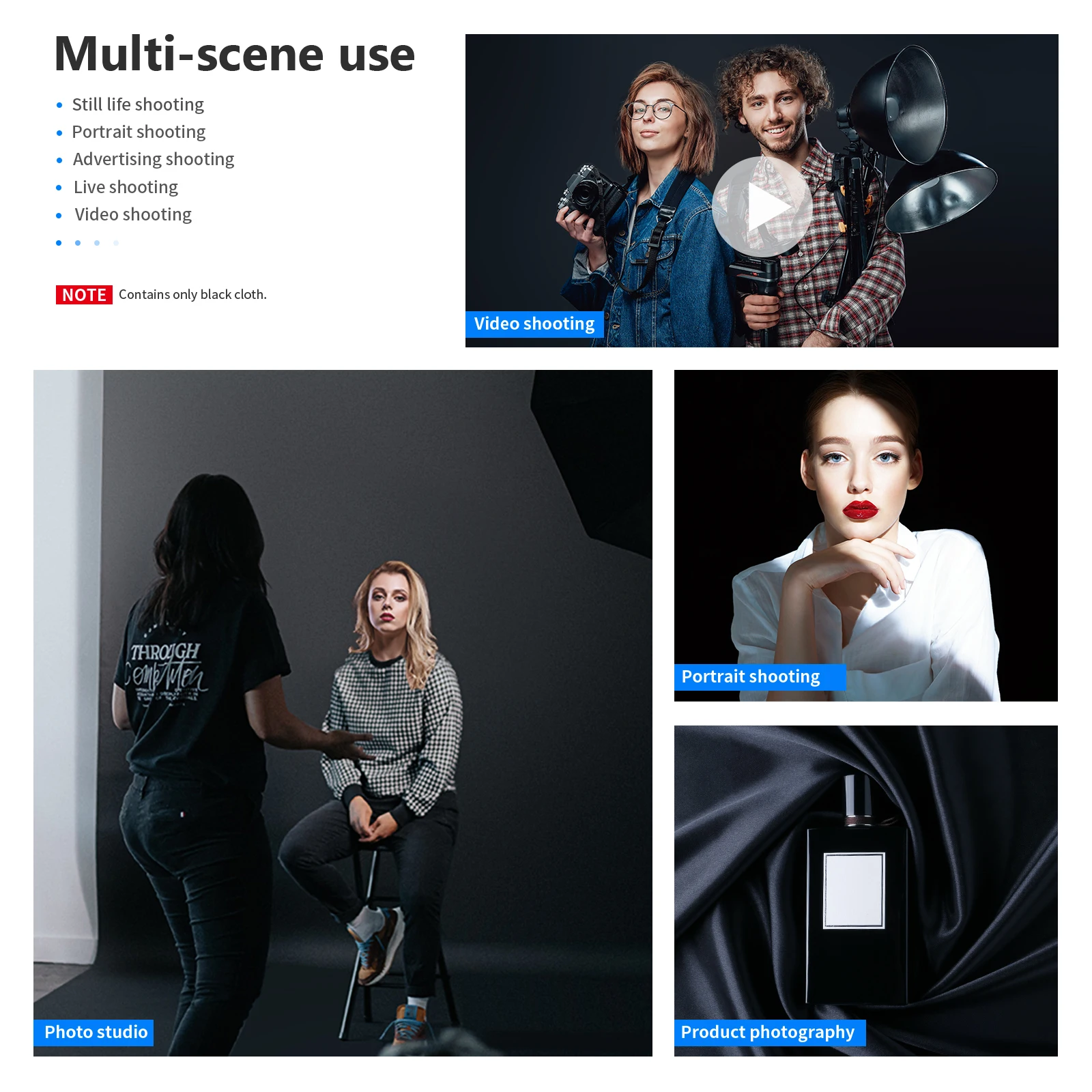 Фон для фотостудии Neewer черный зеленый синий из чистого полиэстера складной|Фон