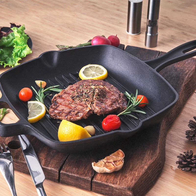 Чугунная сковорода COOKER KING для гриля без покрытия толстая мяса и стейка