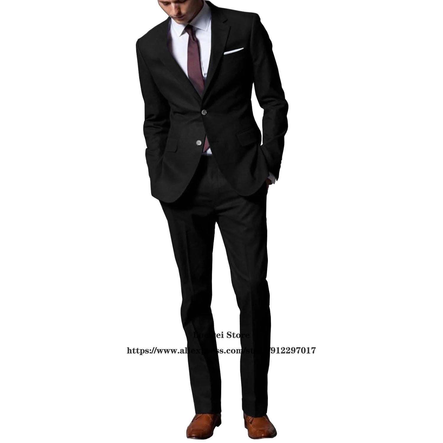 Костюм облегающий мужской из 2 предметов пиджак и брюки деловой блейзер для