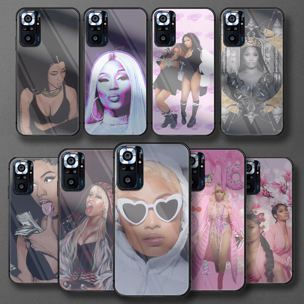 

Sexy Nicki Minaj Singer Tempered Glass Phone Case For Xiaomi Redmi Note 7 8 9 10 A C T S Pro K40 Cover Cell Coque Funda Phone