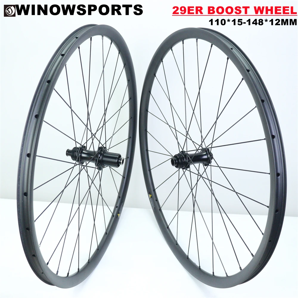 

Winowsports 2022 carbon disc wheel mtb 29er boost carbon wheel 110*15mm and 148*12mm center lock shimano 11S 12V MTB wheel