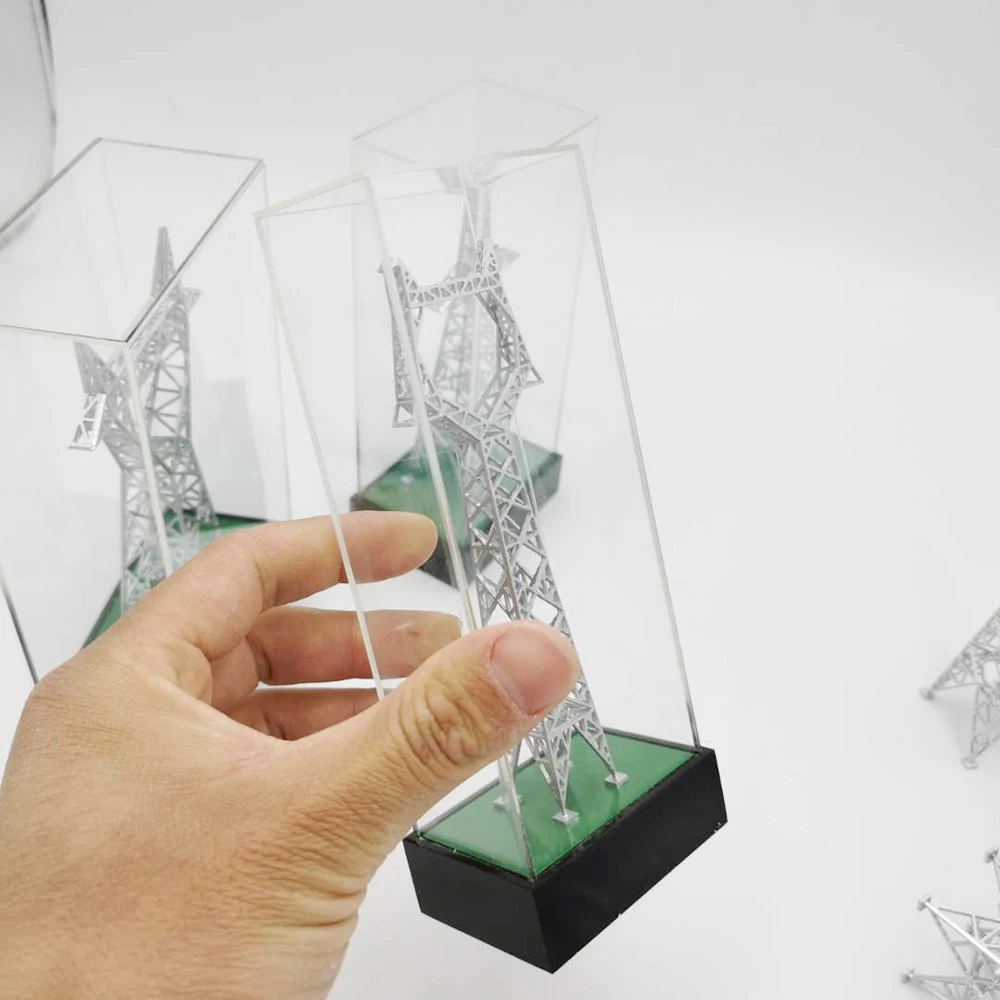 

Electric Iron Tower Model Toy Ornaments Gift Glass Cover Base Wine Glass Tower / Dry Word Tower / Cat Head Tower Finished