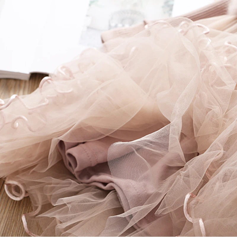 

False Two Kids Dresses for Girls Autumn Winter Long Sleeve Faux Fur Children Clothing Lace Bowknot Belt Baby Girl Dress