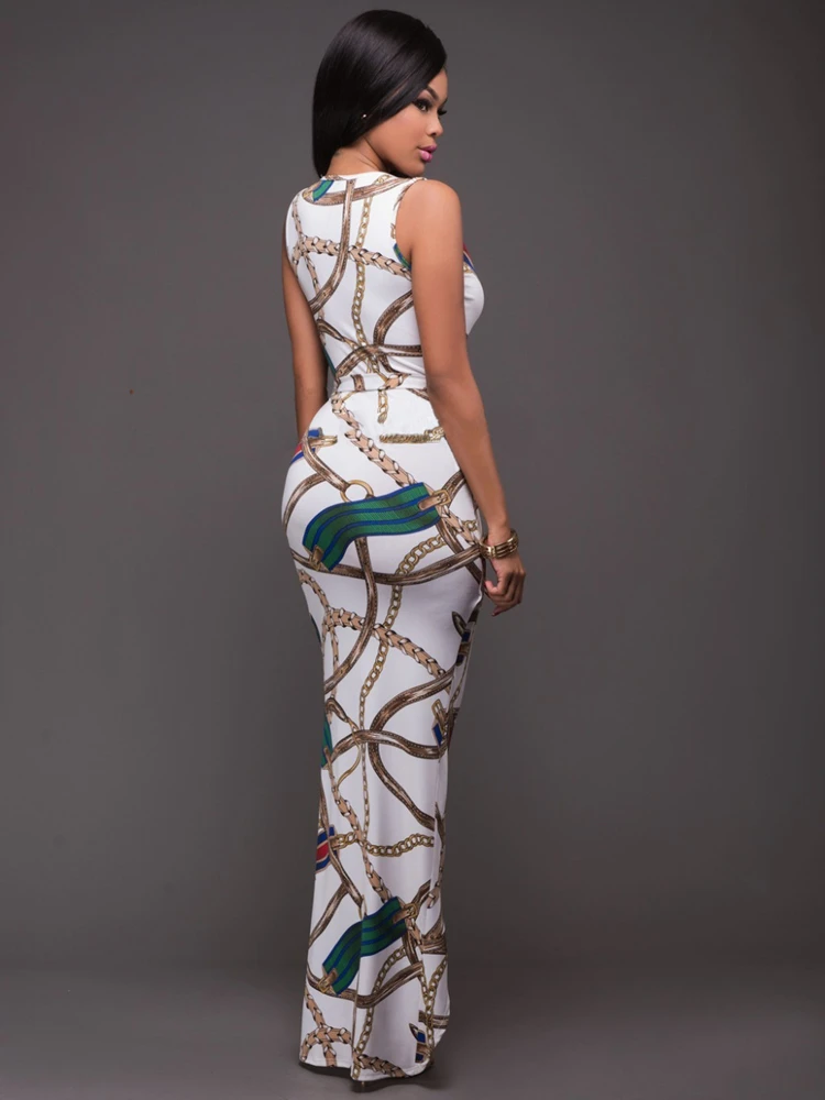 Женское пляжное платье макси длинное облегающее с цветочным принтом в стиле бохо