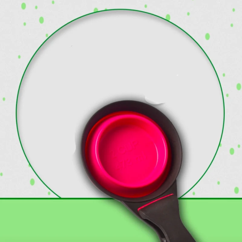 Pet Забавный Еда ложка для кормления складной клип уплотнения мерная чашки миска