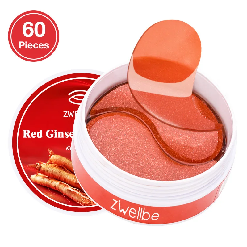 red ginseng Отбеливающая укрепляющая маска для глаз 60 шт. увлажняющая маска для глаз с экстрактом черники и черного жемчуга удаляет темные круги маска для сна уход за лицом - Цвет: red ginseng