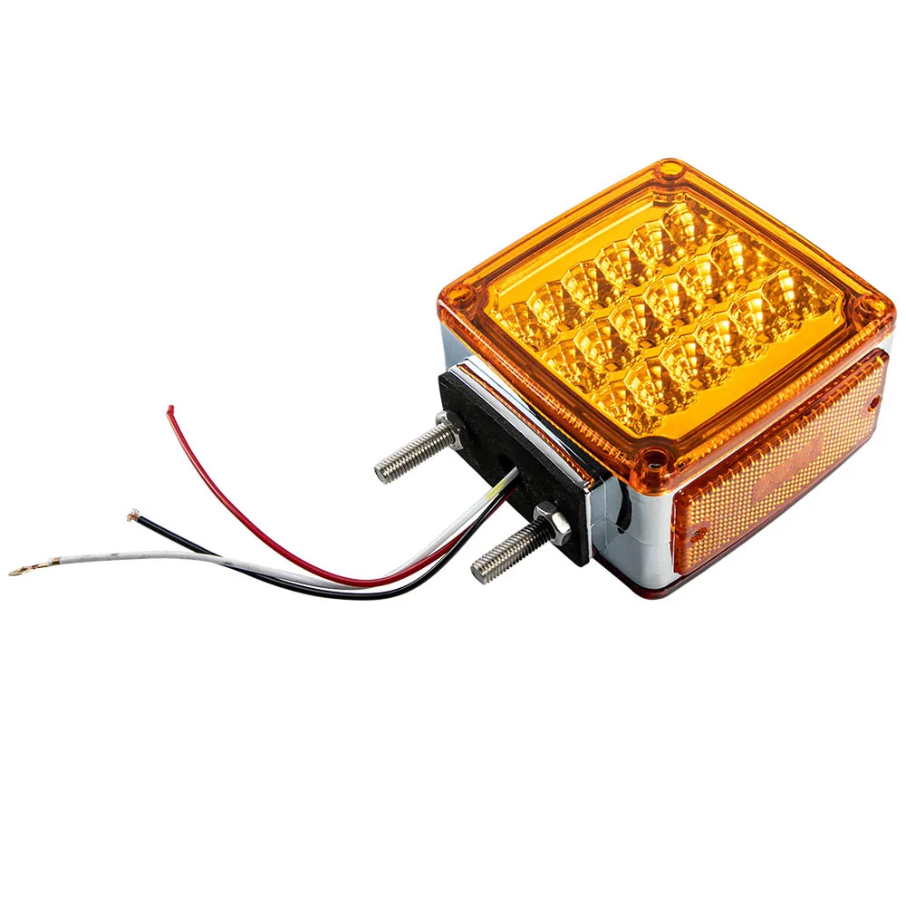 

2x 39 LED Amber/ Red Double Face Stud Mount Fender Stop Turn Signal Tail Light