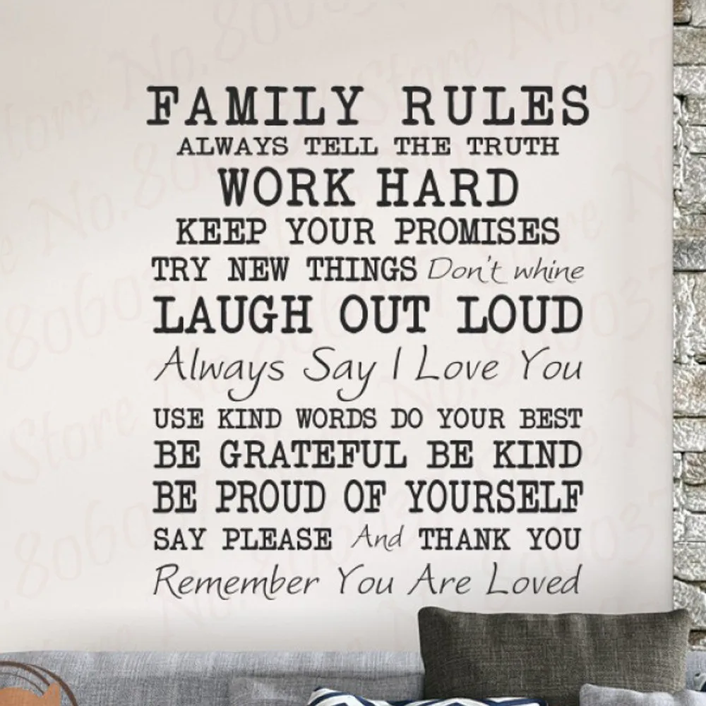 Настенные 3D наклейки в виде правил семьи настенные Стикеры для домашнего декора