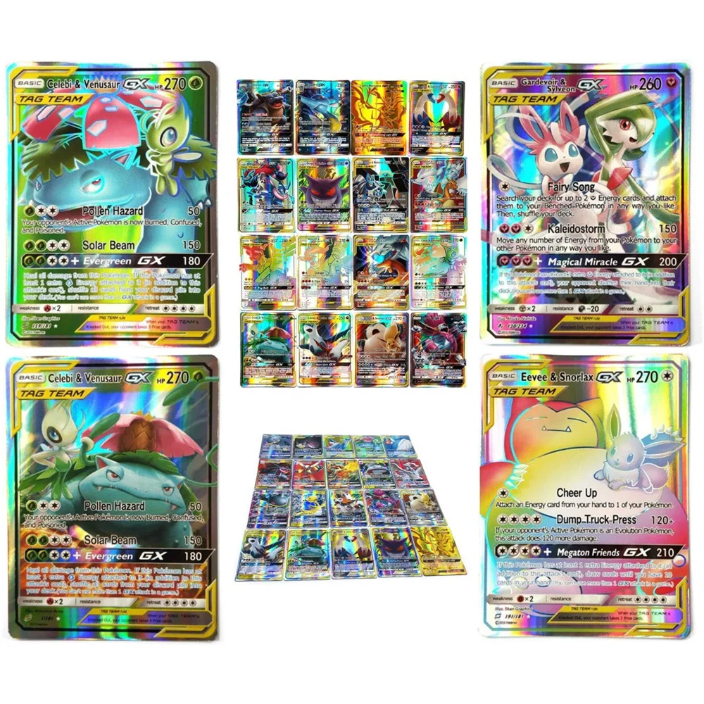 TOMY 120 шт. Pokemon Card Lot с 80tag team 20mega 20 ultra beast Gx|Коллекционные игральные карты| |
