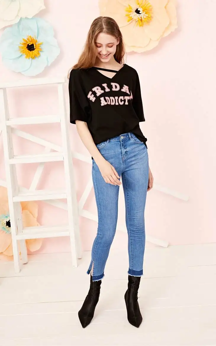 Женская футболка с v-образным вырезом и буквенным принтом Vero Moda | 3191T1505