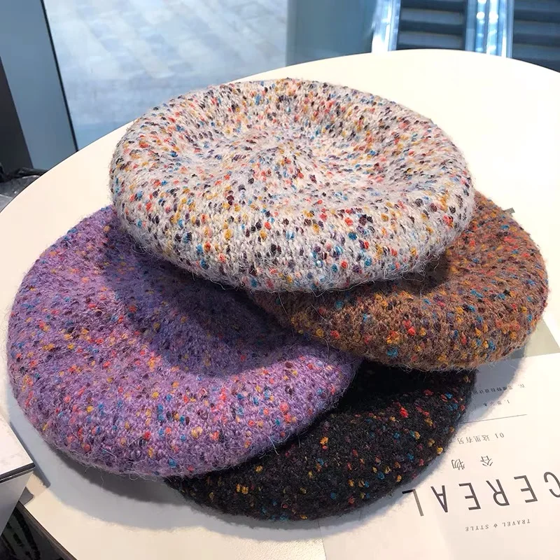 

Korean Fashion Color Knitted Hats Caps Men Fall Winter Casual Beret Cute Girl Hat Bonnets For Women Designer Channel Melody Hat