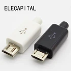 Бесплатная доставка 10 шт. микро USB 5PIN сварочный Тип штекерные разъемы зарядное устройство 5P USB хвост зарядная розетка 4 в 1 белый черный