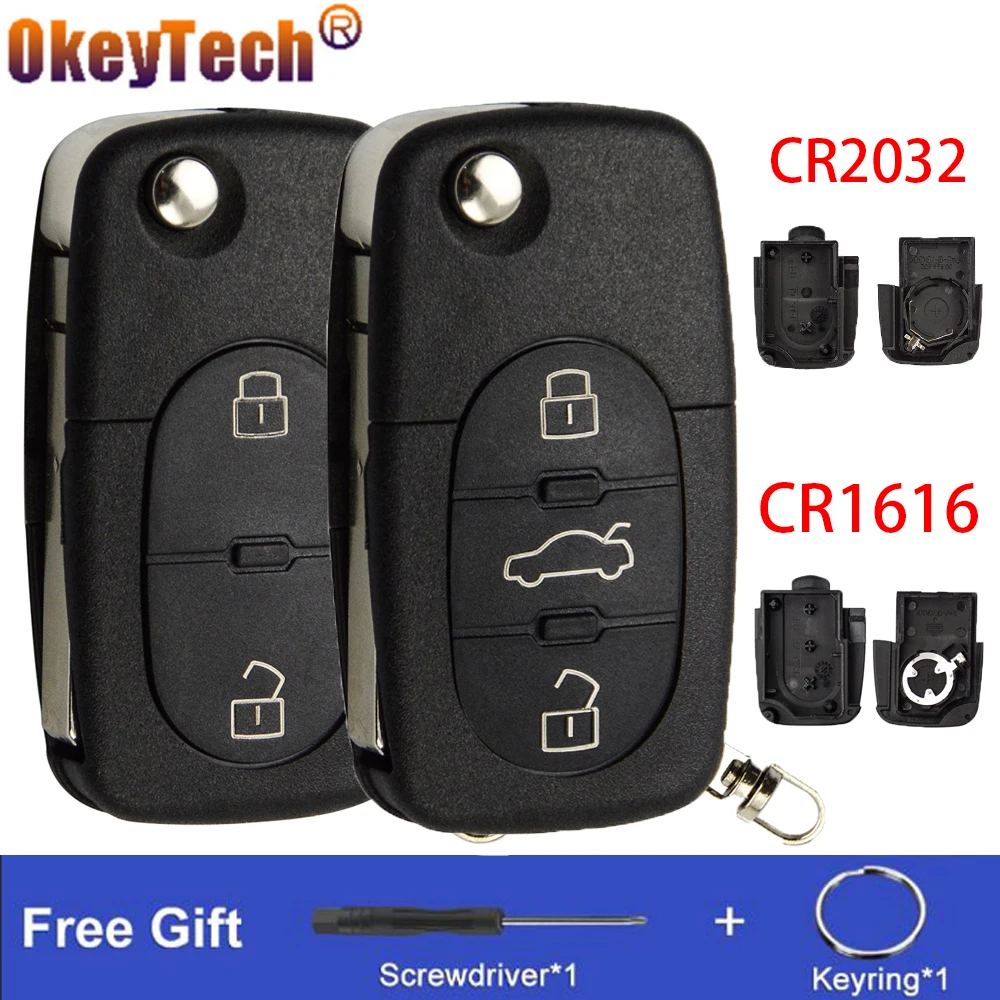 OkeyTech для Audi TT A2 A3 A4 A6 A8 откидной складной дистанционный ключ корпус CR1616/CR2032