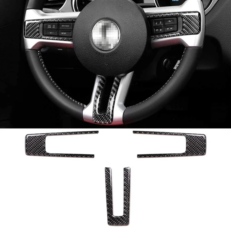 

3 PCS Car Carbon Steering Wheel Key Frame Sticker, Car Interior Modification Parts for Ford Mustang 2009-2013