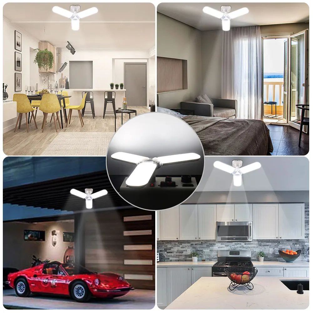 4-листная Светодиодная лампа E27 потолочные светильники с суперяркостью 45 Вт 60