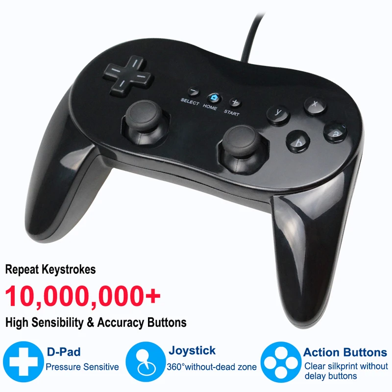 

New For Nintendo Wii Pro Gamepad Second-generation Classic Wired Game Controller Gaming Remote Pad Console Joypad Joystick