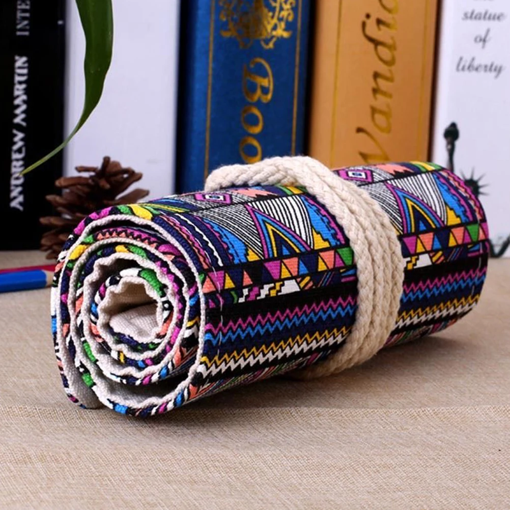 

New Hot 36/72 Holes Canvas Wrap Roll up Pencil Case Pen Bag Holder Storage Pouch